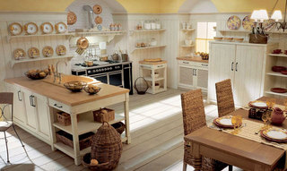 田园风格简洁原木色厨房橱柜设计