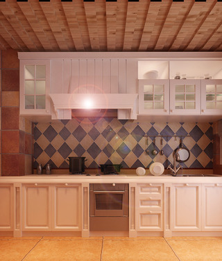 地中海风格温馨蓝色厨房橱柜设计