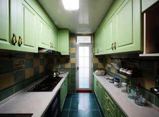 地中海风格简洁绿色厨房橱柜图片