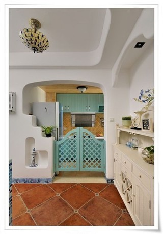 地中海风格浪漫白色厨房橱柜设计图纸