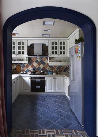 地中海风格简洁蓝色厨房橱柜设计