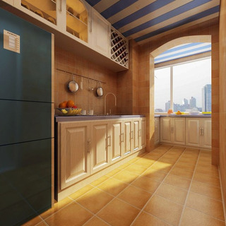 地中海风格简洁黄色厨房橱柜设计图