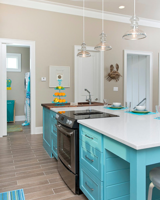 地中海风格简洁蓝色厨房装修图片