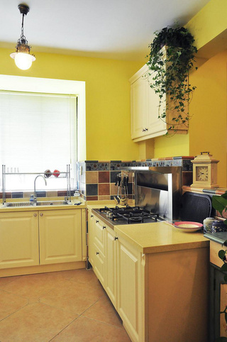 地中海风格简洁黄色厨房橱柜设计