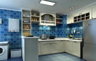 地中海风格简洁蓝色厨房橱柜设计图纸