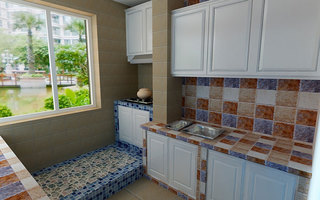 地中海风格简洁白色厨房橱柜定做