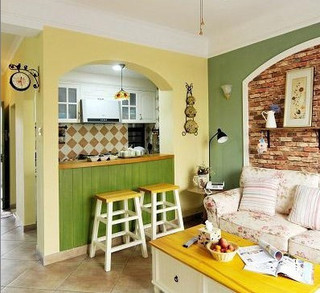 地中海风格简洁绿色厨房橱柜图片