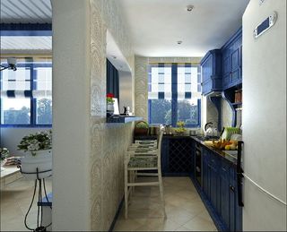 地中海风格简洁蓝色厨房橱柜定制