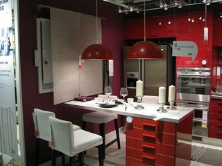 宜家风格简洁红色厨房设计图
