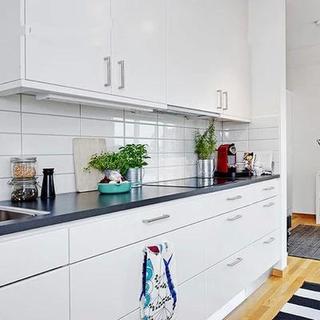 宜家风格简洁白色厨房橱柜设计图