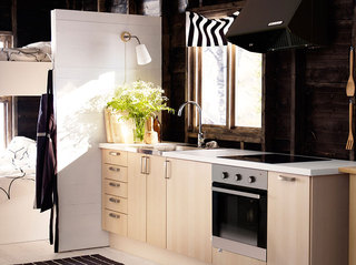 宜家风格时尚原木色厨房橱柜安装图