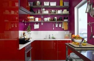 宜家风格舒适红色厨房橱柜定做