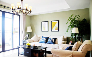 美式风格简洁客厅背景墙设计图