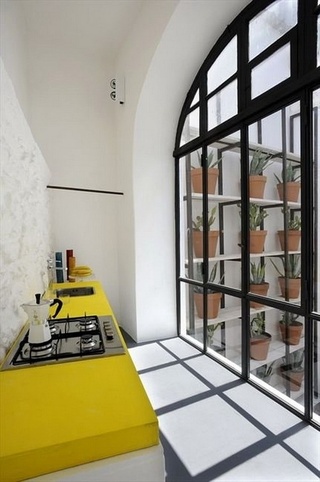 美式风格简洁黄色厨房橱柜定制