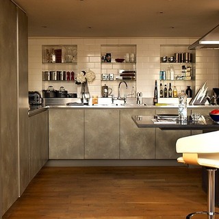 美式风格大气灰色厨房橱柜设计