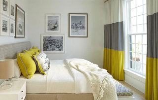 现代简约风格小清新黄色卧室飘窗效果图