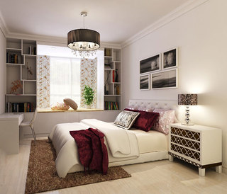 现代简约风格小清新白色卧室飘窗设计