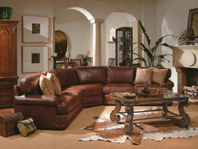 古典式褐色纯牛皮经典沙发
