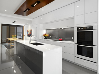 简约风格简洁黑白开放式厨房橱柜安装图