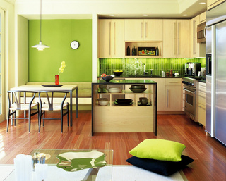 简约风格小清新绿色厨房橱柜设计