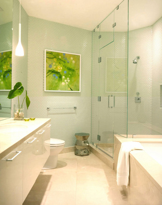 简约风格小清新绿色卫生间洗手台效果图