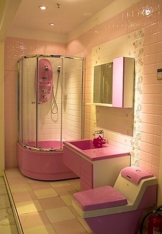 简约风格小清新粉色卫生间洗手台效果图