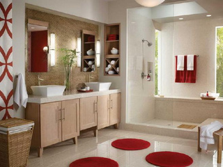 简约风格小清新暖色调卫生间浴室柜效果图