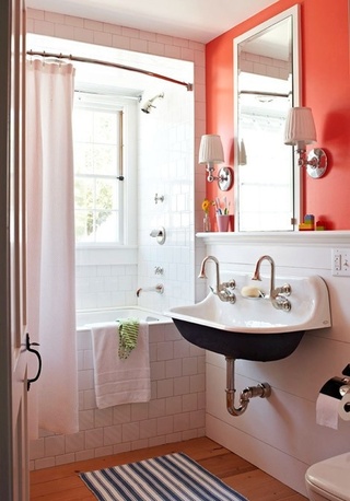 简约风格简洁红色卫生间洗手台图片