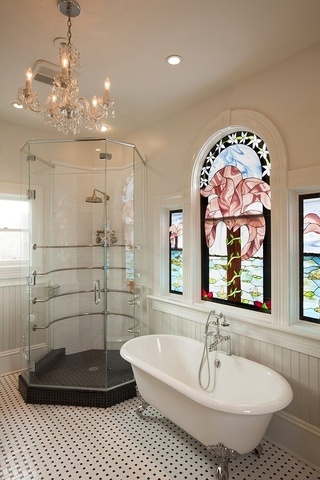 简约风格小清新暖色调卫生间浴缸图片