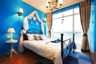 地中海风格舒适蓝色卧室效果图