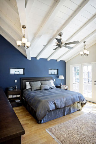 地中海风格稳重蓝色卧室装修效果图