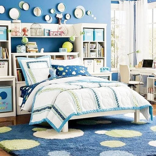 地中海风格小清新蓝色卧室效果图