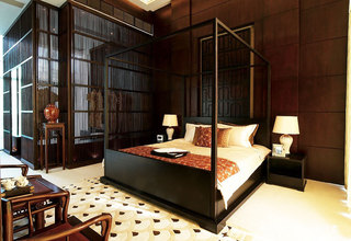 中式风格稳重咖啡色卧室设计图