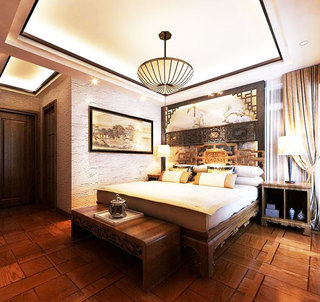 中式风格稳重咖啡色卧室设计