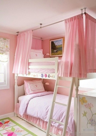 可爱粉色儿童房儿童床效果图