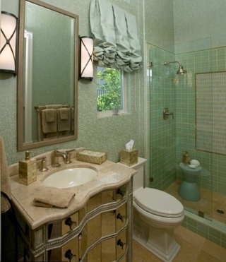 欧式风格绿色卫生间洗手台图片