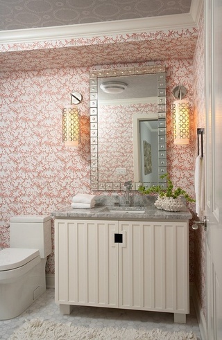 欧式风格粉色卫生间洗手台图片
