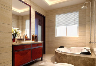 中式风格简洁黄色卫生间装修图片