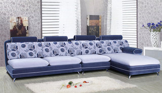舒适蓝色客厅沙发效果图