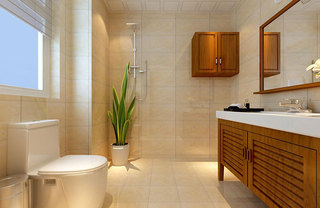 中式风格小清新黄色卫生间设计
