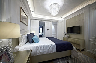新古典风格三居室舒适130平米卧室吊顶装修图片