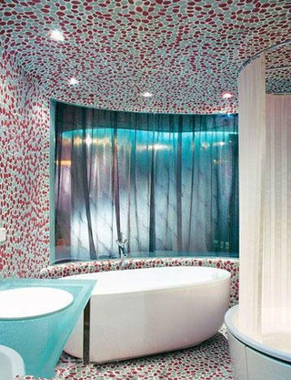 地中海风格小清新卫生间浴缸图片