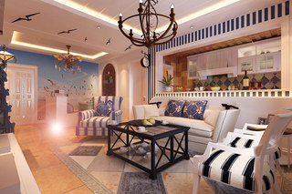地中海风格浪漫客厅吊顶装修效果图