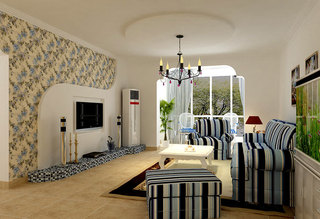 地中海风格浪漫客厅吊顶设计图纸