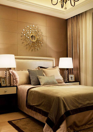 美式风格大气暖色调卧室效果图