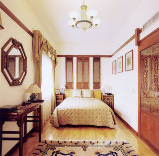 中式风格大气卧室卧室背景墙设计图纸