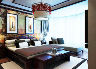 中式风格大气卧室卧室背景墙装修图片