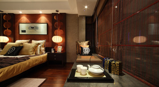 中式风格古典卧室飘窗效果图