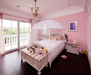 美式风格时尚粉色儿童房装修图片