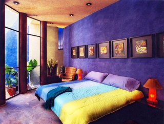 地中海风格实用卧室照片墙设计图纸
